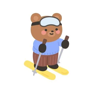 A cute bear skiing downhill Vector Illustrazione stock