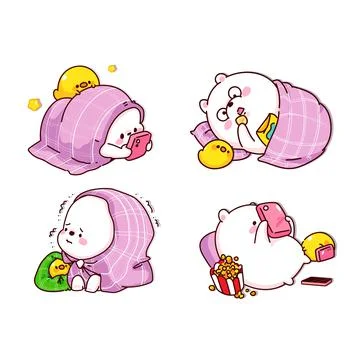 Cute bear sleeping in blanket character cartoon illustration Stock Illustration