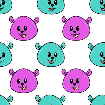 Cute bear smiling seamless pattern textile print. repeat pattern background d Stock Illustration