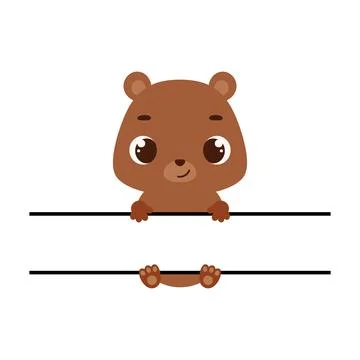 Cute bear split monogram. Funny cartoon character for shirt, scrapbooking, .. Stock Illustration