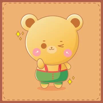 Cute bear sticker cartoon Stock Illustration