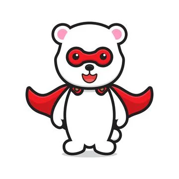 Cute bear superhero mascot character Stock Illustration