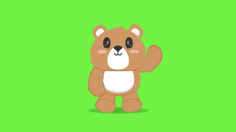 Cute bear walking cartoon 2D animation with green screen Stock Footage 229908562