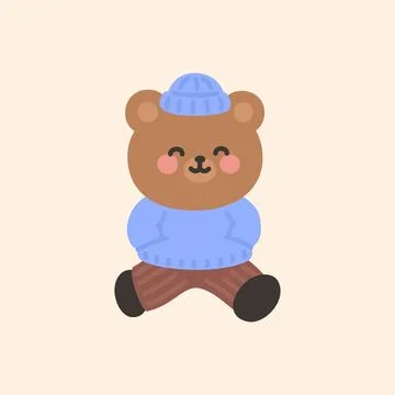 A cute bear walking forward with big winter steps Illustrazione stock