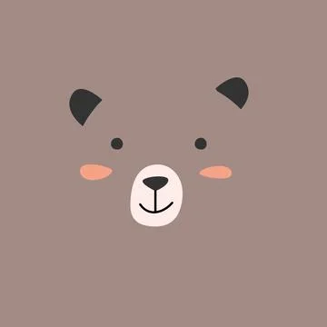 Cute bear wild animal face in a hand drawn style Stock Illustration