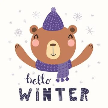 Cute bear in winter Stock Illustration