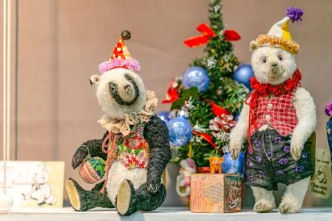 Cute bears at the christmas market Stock Photos