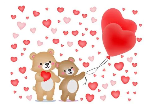 Cute bears with hearts Stock Illustration