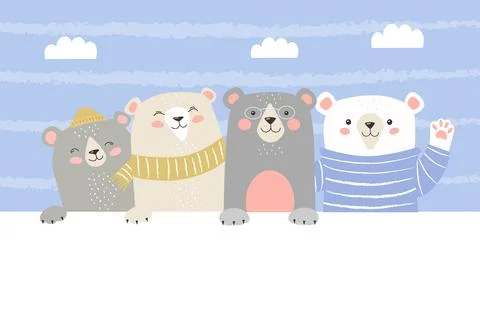 Cute bears set Stockillustratie
