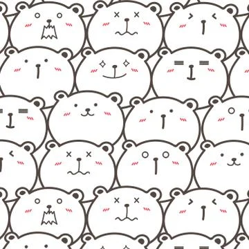 Cute Bears Vector Pattern Background. Fun Doodle. Handmade Vector Illustration. Stock Illustration