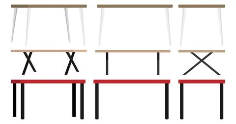 Cute beautiful modern different shape size design home office table Stock Illustration