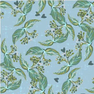Cute beautiful seamless floral pattern on grunge background hand drawn in vector Stock Illustration