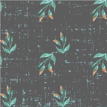 Cute beautiful seamless floral pattern on grunge background hand drawn in vector Stock Illustration