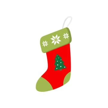 Cute beautiful sock with an embroidered pattern that hides gifts for loved ones Stock Illustration