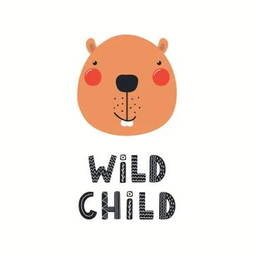 Cute beaver illustration Stock Illustration