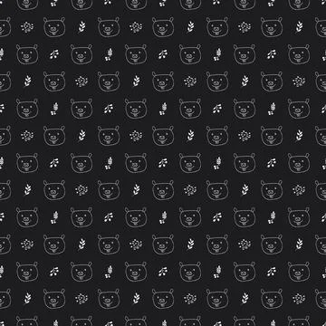 Cute Beaver Seamless pattern. Cartoon Animals in forest background. Vector il Illustrazione stock