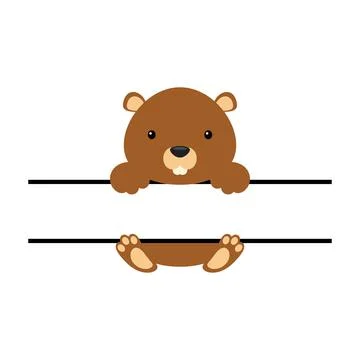 Cute beaver split monogram. Funny cartoon character for shirt, scrapbooking,  Stock Illustration