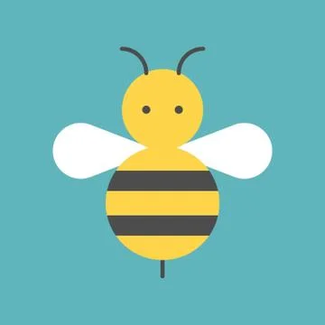 Cute bee, bumble bee flat icon vector Illustrazione stock