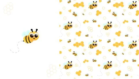 Cute bee cartoon character with honeycombs on greeting card for baby shower and Stock Illustration