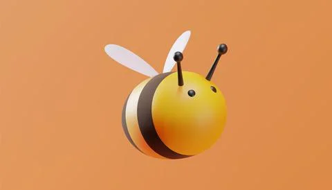 Cute bee in cartoon style. 3D illustration. Vector Stock Illustration