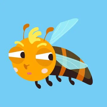 Cute bee in cartoon style. Character for design of postcards, inscriptions Stock Illustration