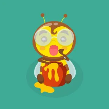 Cute bee cartoon vector isolated. Stock Illustration