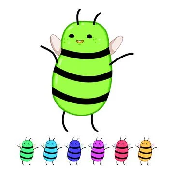 Cute bee character cartoon vector graphic Stock Illustration