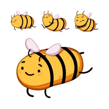 Cute bee character design expressing different emotions Stock Illustration