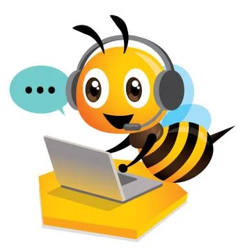 Cute bee customer service operator with bubble talk Stock-Illustration