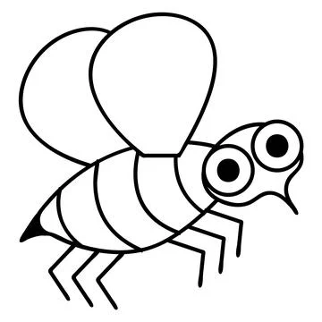 Cute bee in doodle style. Vector illustration isolated on white background. Stock Illustration