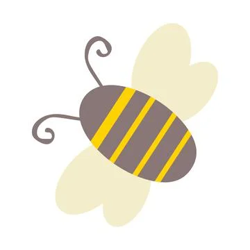 Cute bee drawn in simple primitive doodle style. Naive flat vector illustrati Stock Illustration