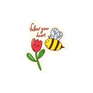 Cute bee flies to the flower Stock Illustration