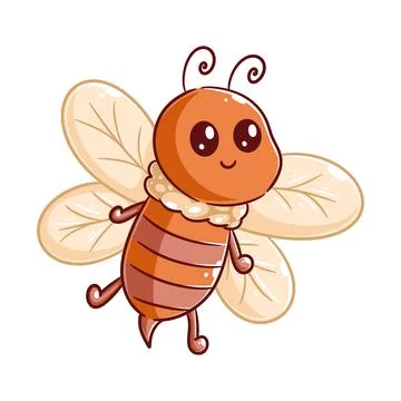 Cute bee is flying alone Stock Illustration