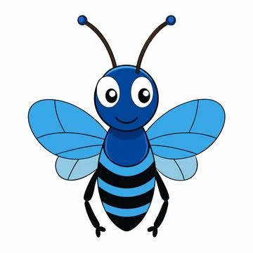 Cute bee isolated on white background. Flat cartoon vector illustration Stock Illustration
