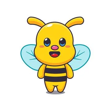 Cute bee mascot cartoon vector illustration Stock Illustration