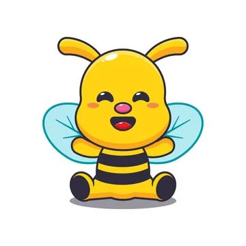 Cute bee mascot cartoon vector illustration Stock Illustration