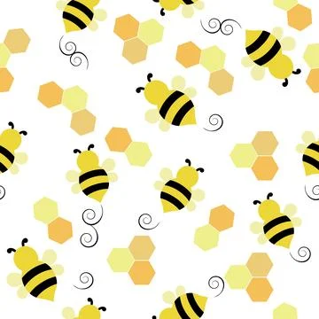 Cute bee seamless pattern Stock Illustration