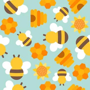 Cute bee seamless pattern for wallpaper or wrapping paper 스톡 일러스트