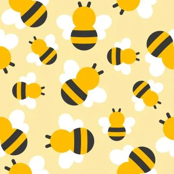 Cute bee seamless pattern for wallpaper or wrapping paper Illustrazione stock