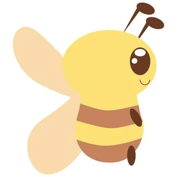 Cute Bee Side View Kawaii Character Vector 库存插图