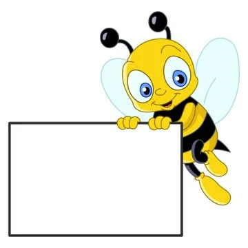 Cute bee with sign Stock Illustration