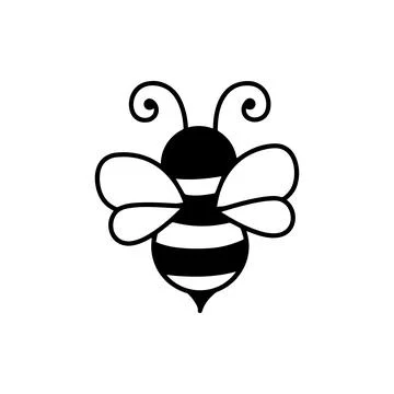 Cute Bee Silhouette. Vector icon. Stock Illustration