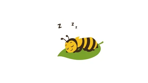 Cute Bee Sleeping on Green Leaf, Adorable Insect Nap Time Stock-Footage 335883797