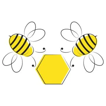 Cute bees with honeycomb vector Stock Illustration