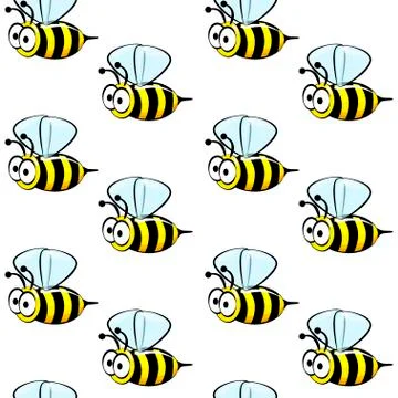 Cute bees seamless pattern on a white background. Stock Illustration