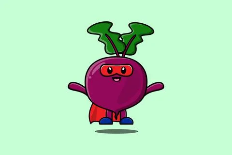 Cute Beetroot superhero character fly illustration イラスト素材