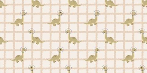 Cute beige cartoon sloth pattern with checkered light brown grid background Stock Illustration