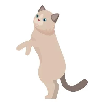 Cute beige cat standing on hind legs raising paws Stock Illustration