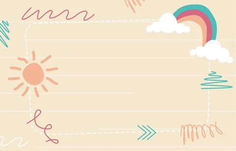 Cute Beige Polka Dot Background Sun Rainbow Cloud 스톡 일러스트