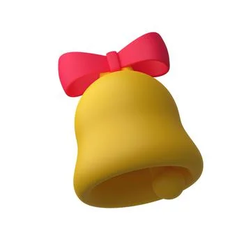 Cute bell with a bow 3D render Stock Illustration